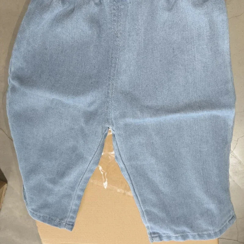 Pantalones vaqueros para niños, pantalones vaqueros para niños, pantalones vaqueros sencillos de verano a la moda para bebés, pantalones vaqueros casuales lavados con cintura elástica