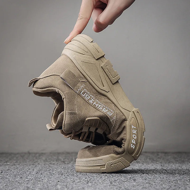 Zapatillas altas de plataforma para hombre - Botines de invierno con cordones, antideslizantes y cómodos, ideales para el trabajo. Tallas 39-44.