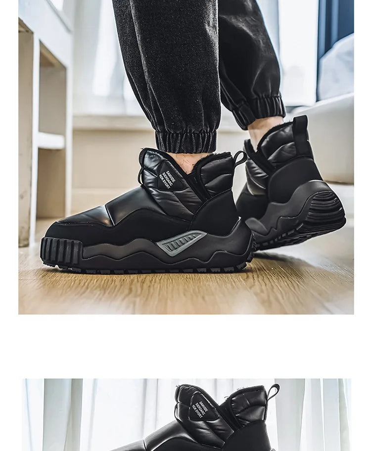 Winter men's thick-soled high-top cold-resistant snow boots, piled and thickened warm cotton shoes, non-slip men's boots