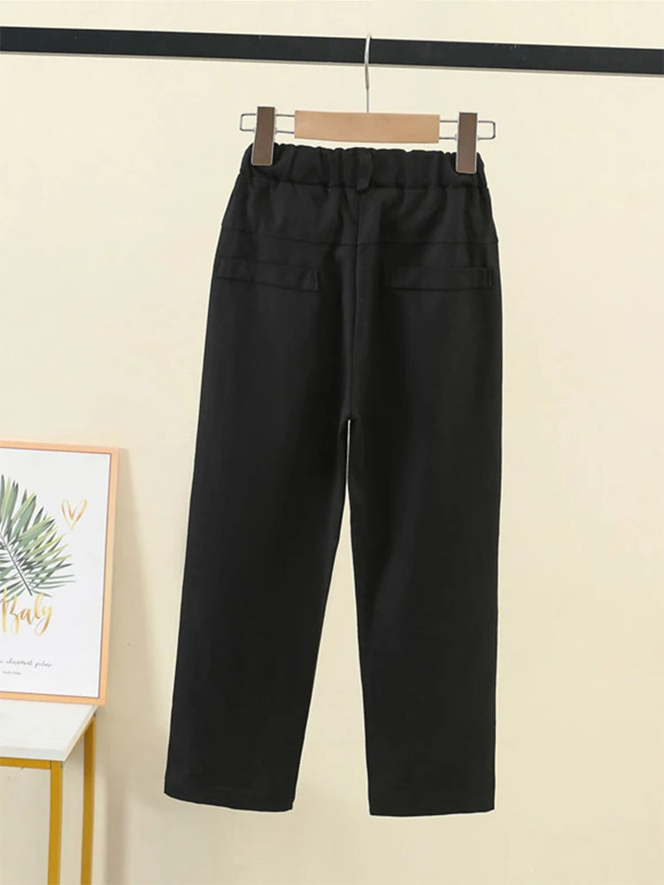 Pantalons pour enfants garçons mode décontractée, pantalon de costume slim noir