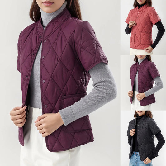 Winter Jackets Woman 2024 Womens Lightweight Short Sleeve Two Pockets Down Jacket (Available In Plus Abrigos Invierno Mujer