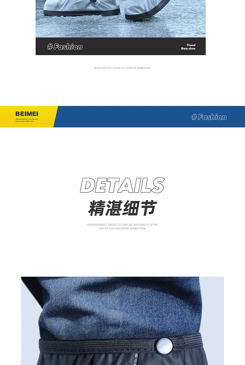 Adult Waterproof Shoe Covers Outdoor Travel Rainproof Shoe Covers Bandage Style Thickened Non-slip Rain Boots Covers