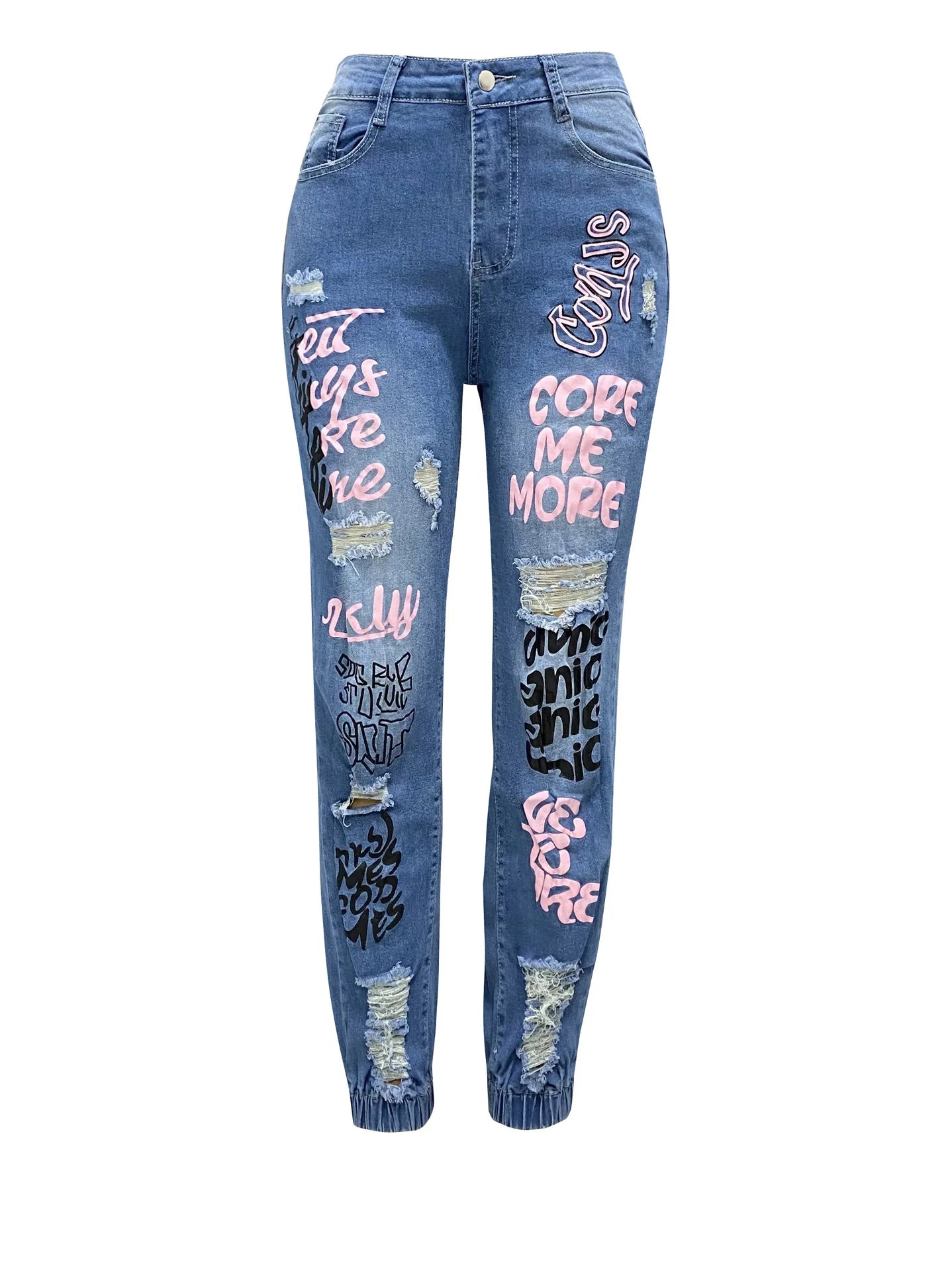 Pantalones vaqueros de mujer hasta los tobillos con estampado, agujeros, lápiz, bolsillos, lavados, ajustados, básicos, cierre de cremallera, primavera, planos, ligeramente elásticos.