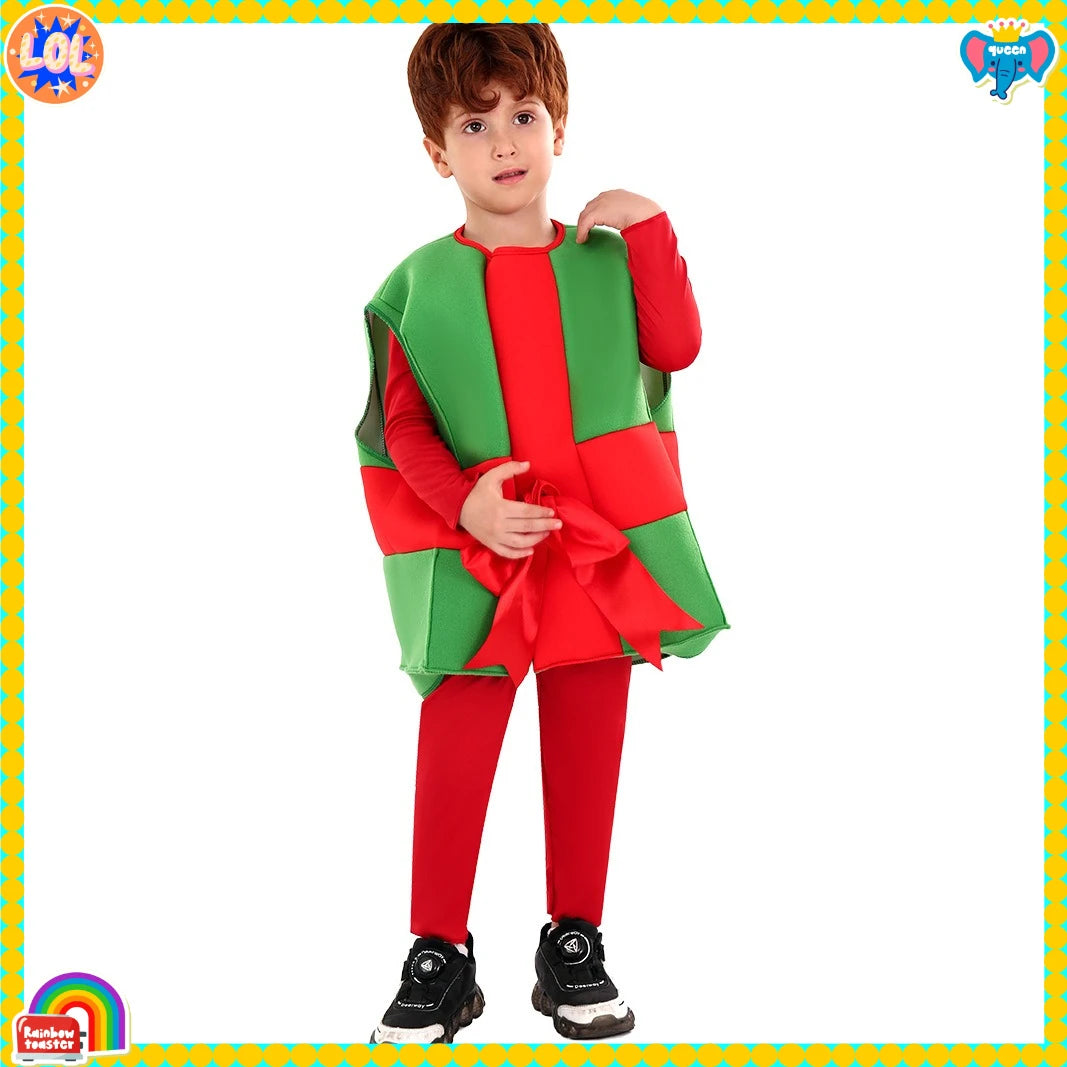Children's Christmas Performance Costumes: Santa Claus & Gift Box Styles for Holiday Parties & Shows