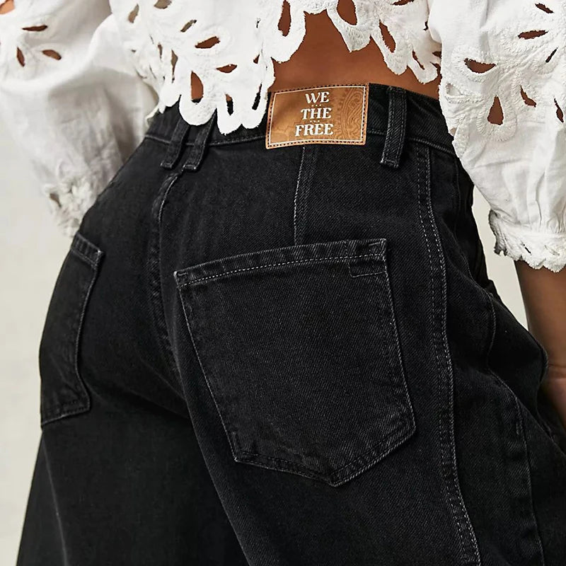 Pantalones vaqueros de pierna ancha para mujer, informales, holgados, de cintura baja, estilo boyfriend, con bolsillos, estilo Y2K