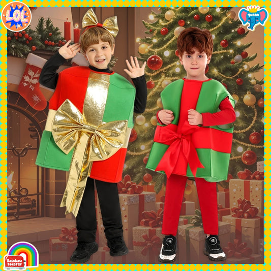 Children's Christmas Performance Costumes: Santa Claus & Gift Box Styles for Holiday Parties & Shows