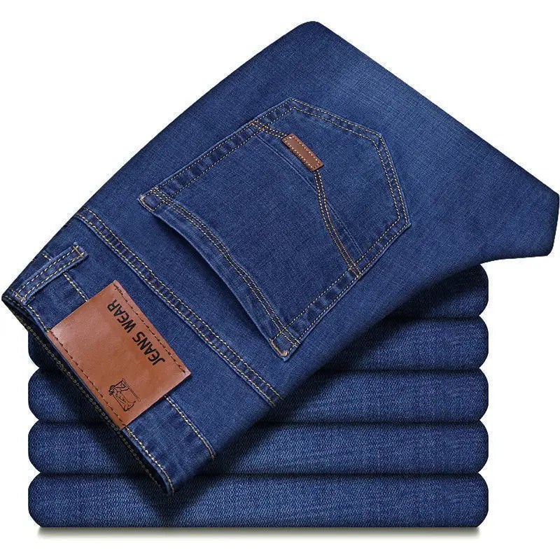 2025 Men Fashion Straight Jeans Men 2025 New Stretch Slim Fit Pants Comfortable Soft Business Denim Trousers Male Brand Clothing