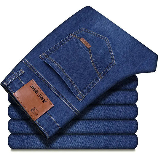 2025 Men Fashion Straight Jeans Men 2025 New Stretch Slim Fit Pants Comfortable Soft Business Denim Trousers Male Brand Clothing