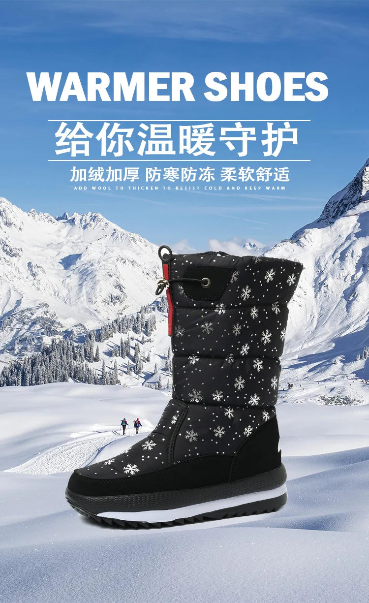 Women Winter Boots Platform Snow Boots Waterproof Non-slip Thick Plush Warm Mid-calf Boots for Women Winter Shoes