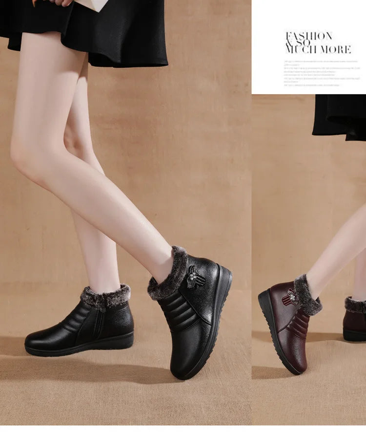 Nuevas botas de invierno para mujer, botines gruesos de felpa para mujer, con cremallera, cómodas botas de nieve para exteriores, zapatos de algodón a la moda, botas De Mujer