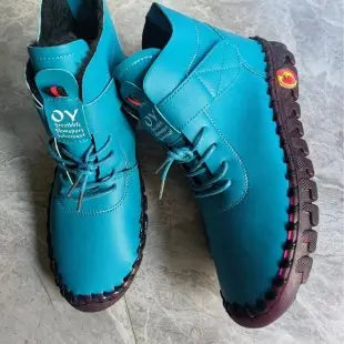 Pu Leather Red Boots Woman Soft Bottom Orthopedic Autumn Winter Shoes Women Plus Size Fleece Ankle Boots for Women Mom Moccasins