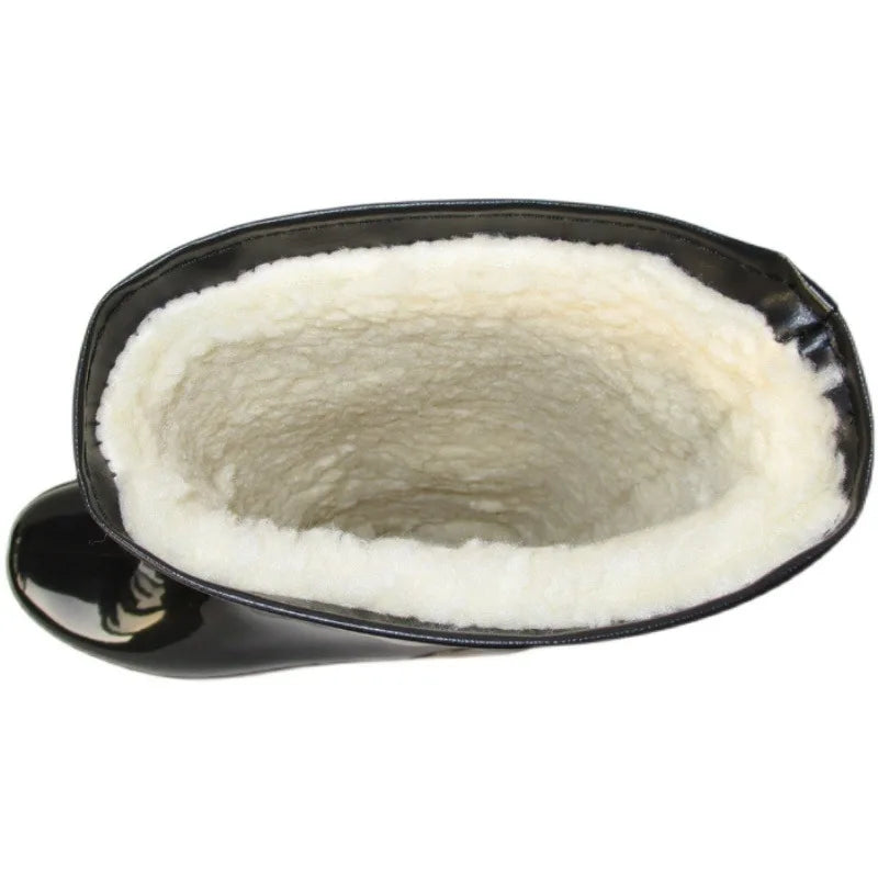 Bottes de pluie surdimensionnées pour hommes, montantes jusqu'aux genoux, avec doublure polaire, revêtement en coton et semelle intérieure chaude en coton.