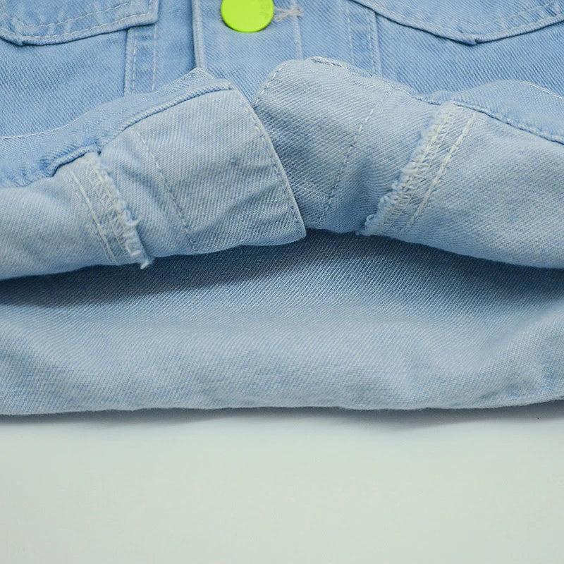Cool Denim Vest Coat Kids Boys Girl Fashion Ripped Denim Vest Sleeveless Jean Jacket Waistcoat with Pockets Casual School Wear