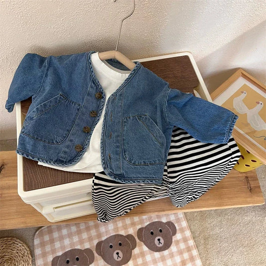 Kids Coats Cowboy New Spring Autumn Fashino Korean Casual Baggy Long Sleeve