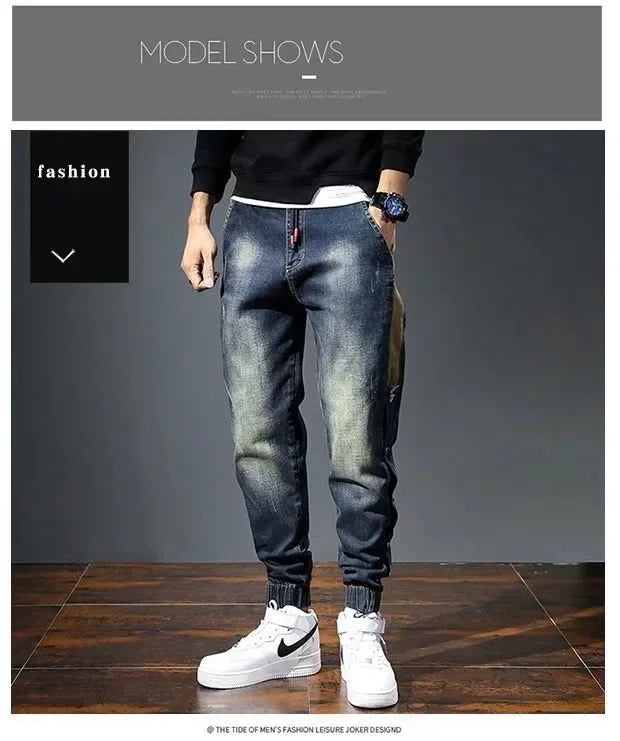 Mens Jeans Harem Pants Fashion Pockets Desinger Loose Baggy Moto Jeans Men Stretch Retro Streetwear Relaxed men clothing pants