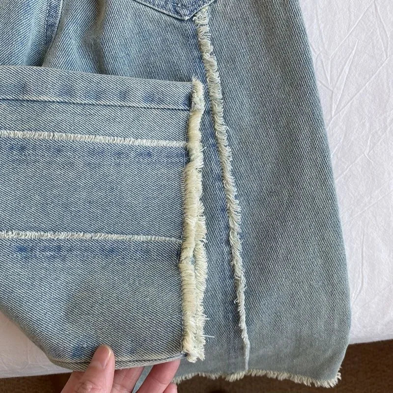 Girls Pants Spring and Autumn New Korean Fashionable All-match Straight Leg Casual Jeans Wide Leg Pants Kids Clothes
