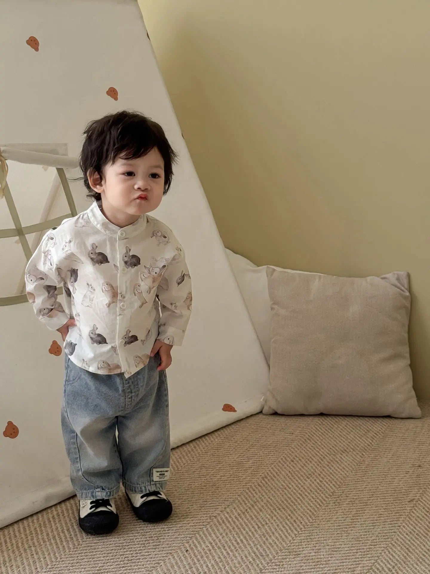 2025 New Style Autumn Toddler Boy Outfits Wide Leg Jeans Cartoon Print Hoodie Girls Clothing for 0-5 Y Baby Girls Boys Clothes
