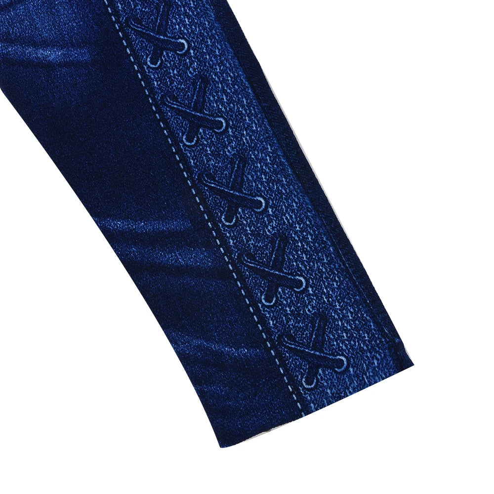 M XXL Faux Denim Leggings Women Clothing Summer High Waist Jeans Oversized Basics Pants Female Casual Slim Trousers