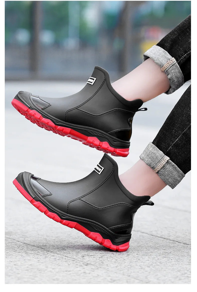 Botas de lluvia para hombre, ideales para primavera y otoño. Botas de goma resistentes e impermeables. Botas de lluvia de invierno con forro polar para hombre. Tallas grandes. Calzado de protección laboral.