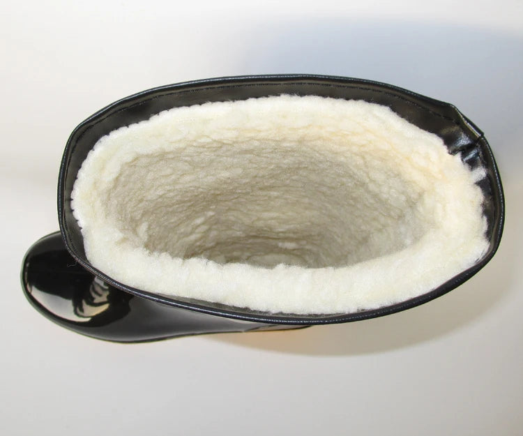 Bottes de pluie surdimensionnées pour hommes, montantes jusqu'aux genoux, avec doublure polaire, revêtement en coton et semelle intérieure chaude en coton.