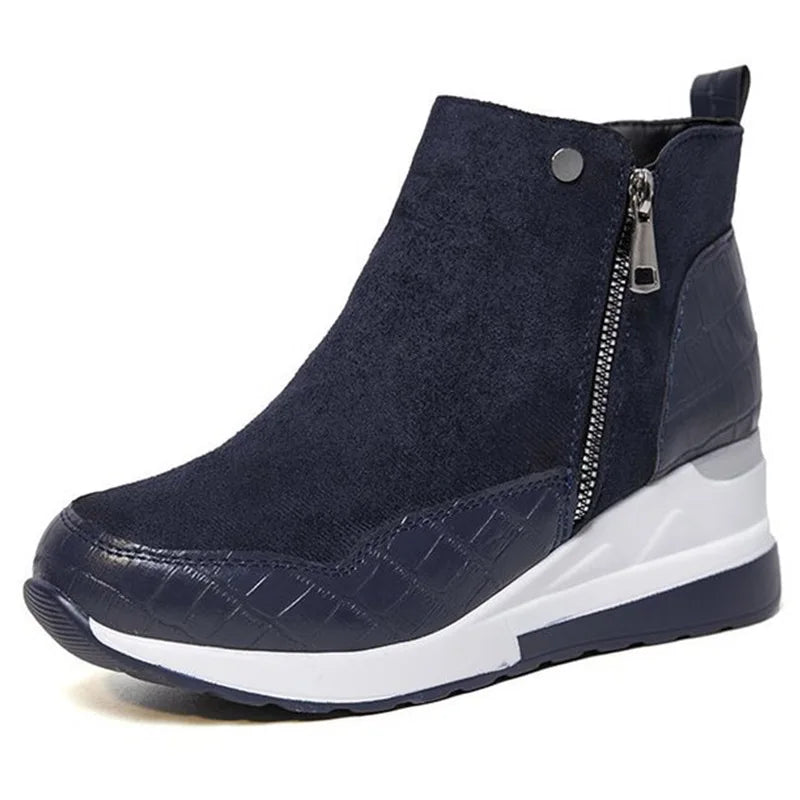 SyfIyno New Women's Fashion Winter Shoes Women's Warm Boots Girls' Platform Snow Shoes Women's Wedge High Heels Large Size 35-43