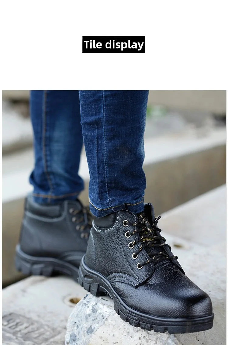 Botas de seguridad para hombre, indestructibles, con puntera de acero, impermeables, resistentes al desgaste y a los impactos.