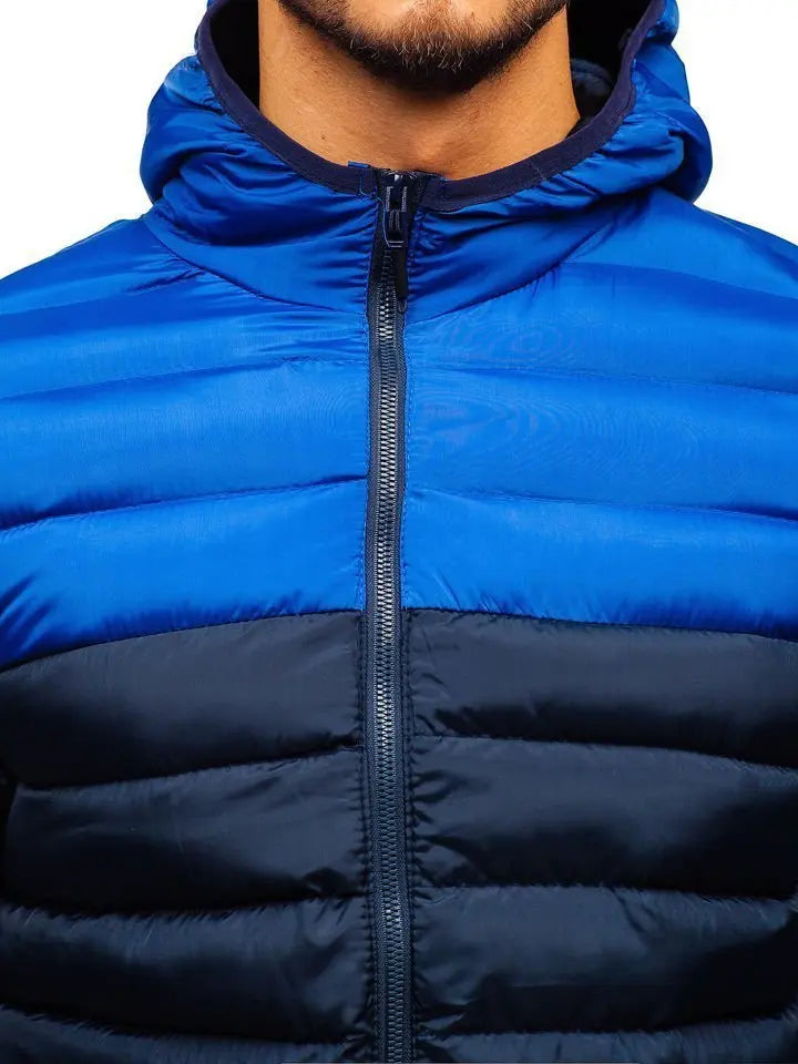 Autumn Winter Parkas Casual Male Patchwork Zip Up Long Sleeve Hooded Cotton Pad Coats Outwear BSD-M-07