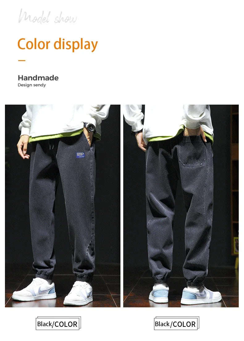 Nuevo estilo primavera verano negro azul cargo jeans hombres streetwear pantalones vaqueros jogger masculino holgado harem jeans talla grande M-8XL