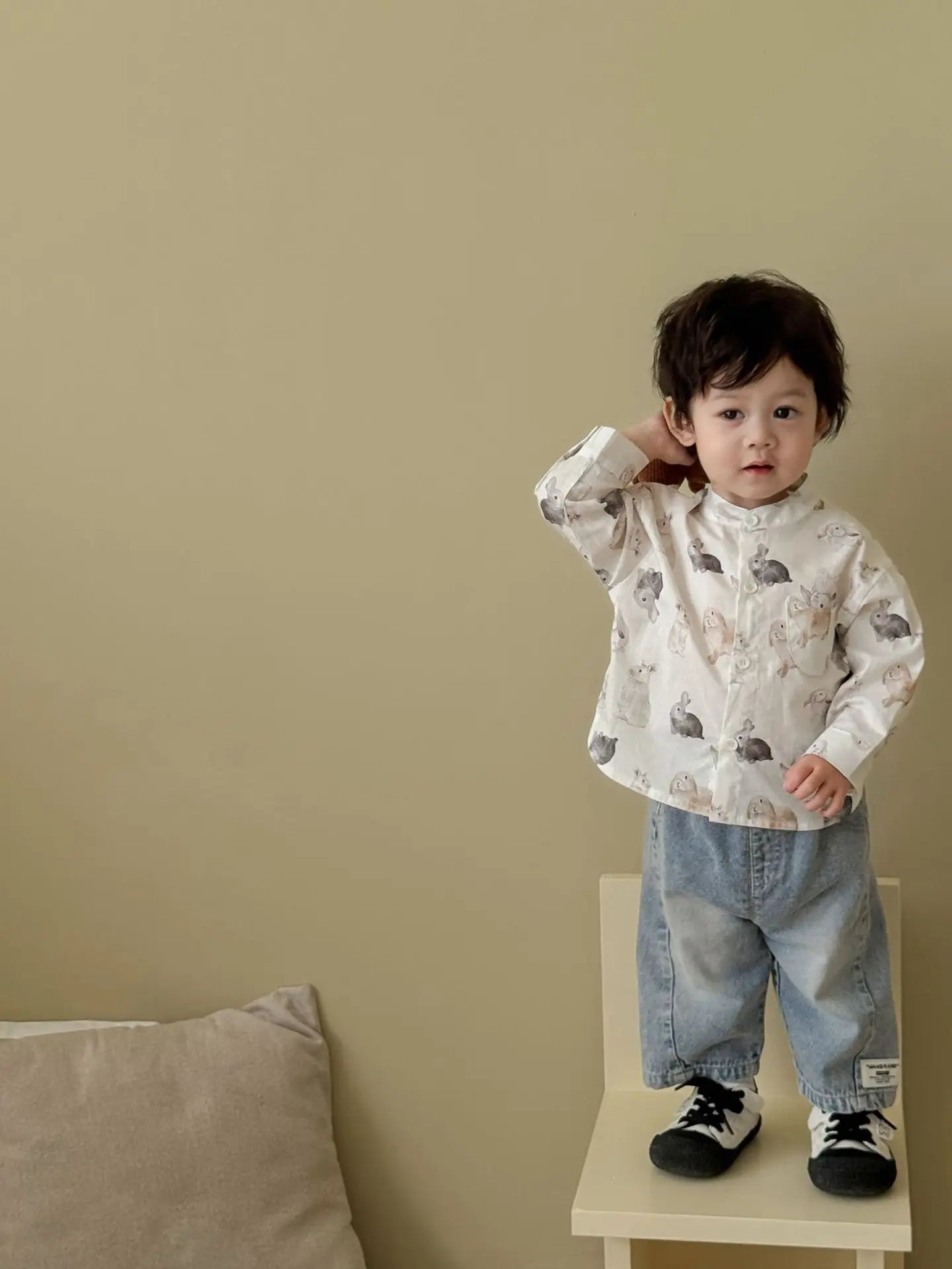 2025 New Style Autumn Toddler Boy Outfits Wide Leg Jeans Cartoon Print Hoodie Girls Clothing for 0-5 Y Baby Girls Boys Clothes