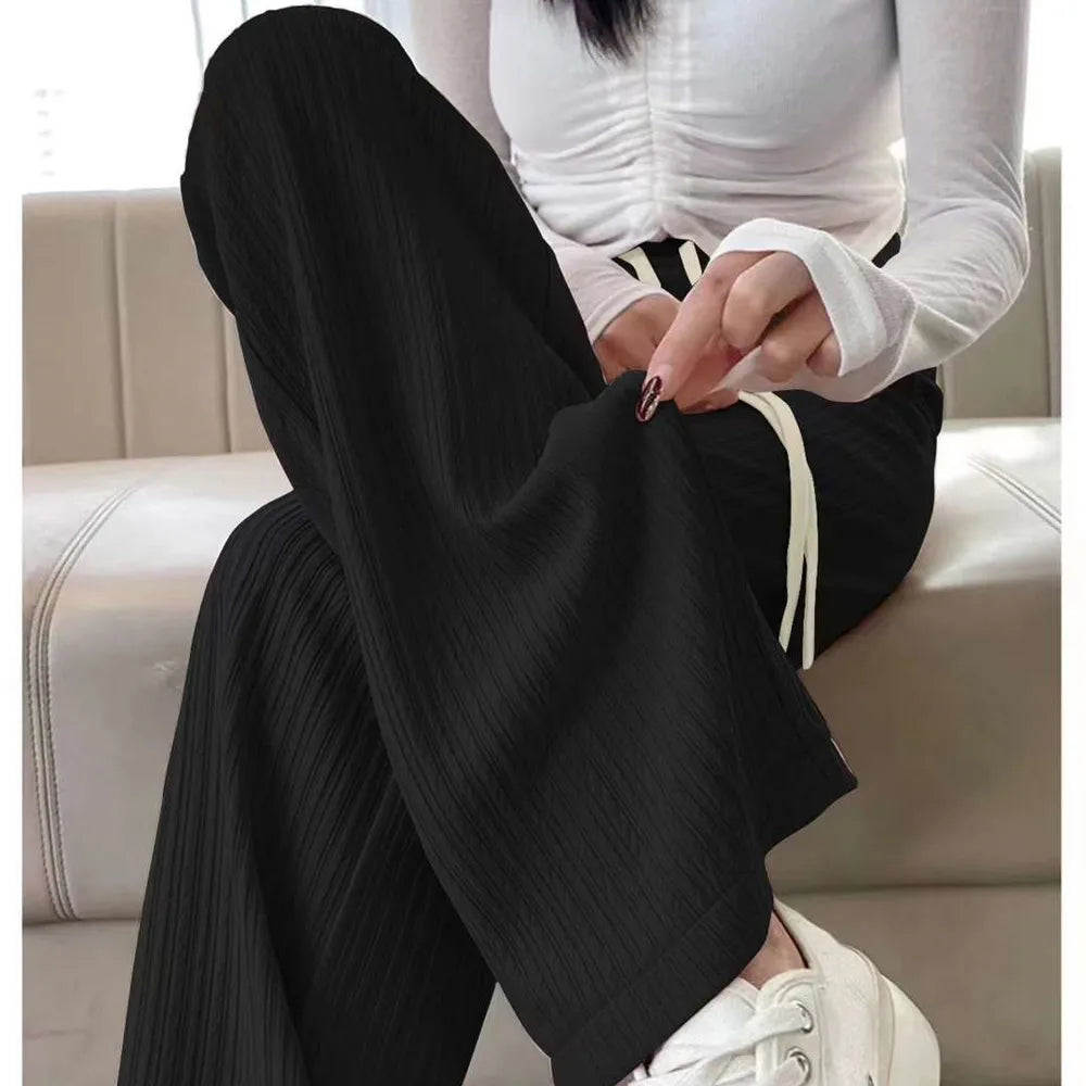 2023 New Spring And Winter Wide-leg Jeans Women Loose Straight Leg All Draped Trousers Students High-waisted Nine-point Pants