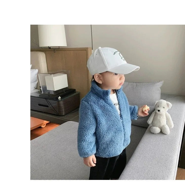 1pcs Boys Girls Autumn Coat Children Winter Thermal Fleece Jacket Kids Coats Double Sided Velvet Outerwear Baby Warm Clothes