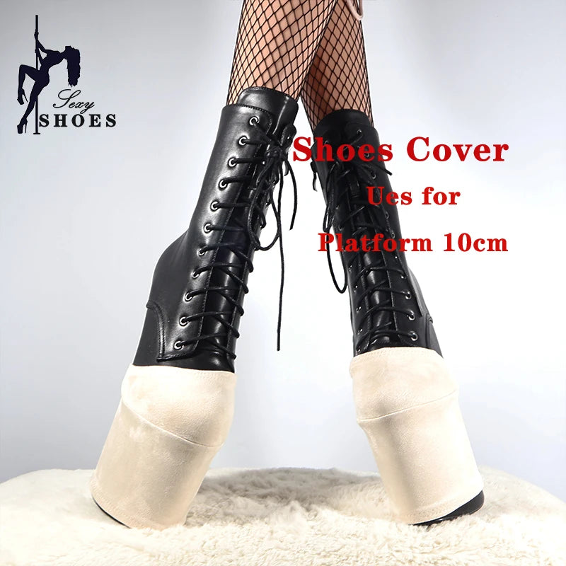 Funda protectora duradera para zapatos de plataforma de 10 cm, color beige, para botas de pole dance, resistente al desgaste, para entrenamiento y sandalias.