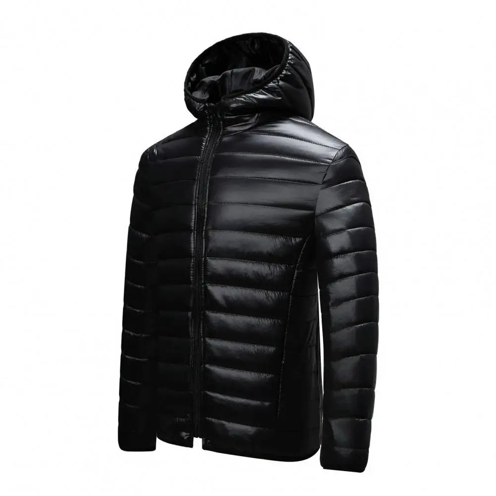 Winter Men Coat Hooded Cotton Padded Warm Windproof Parka Cotton-padded Zipper Closure Lightweight Male Down Coat Sports Clothes