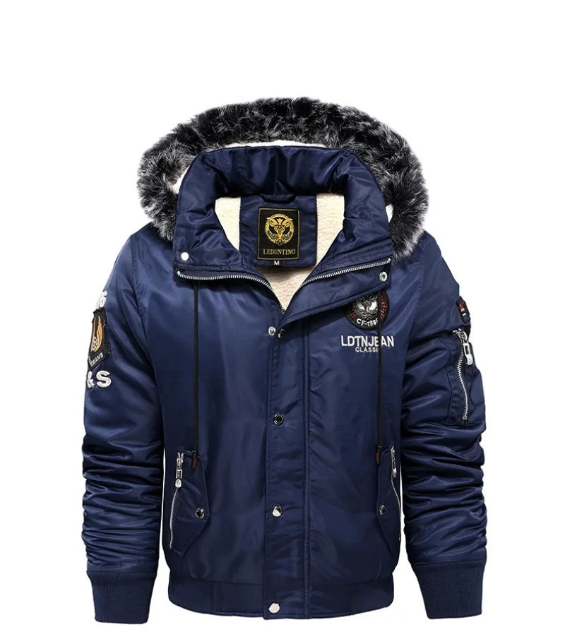 Winter new casual men's cotton-padded padded jacket warm hooded coat windproof men's large size M-5XL cotton-padded jacket