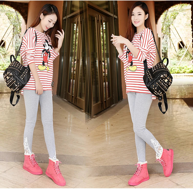 New Fashion Women Boots Winter Snow Boots Female Boots Warm Lace Flat with Women Shoes Tide Shoes Hot Sale 35-40