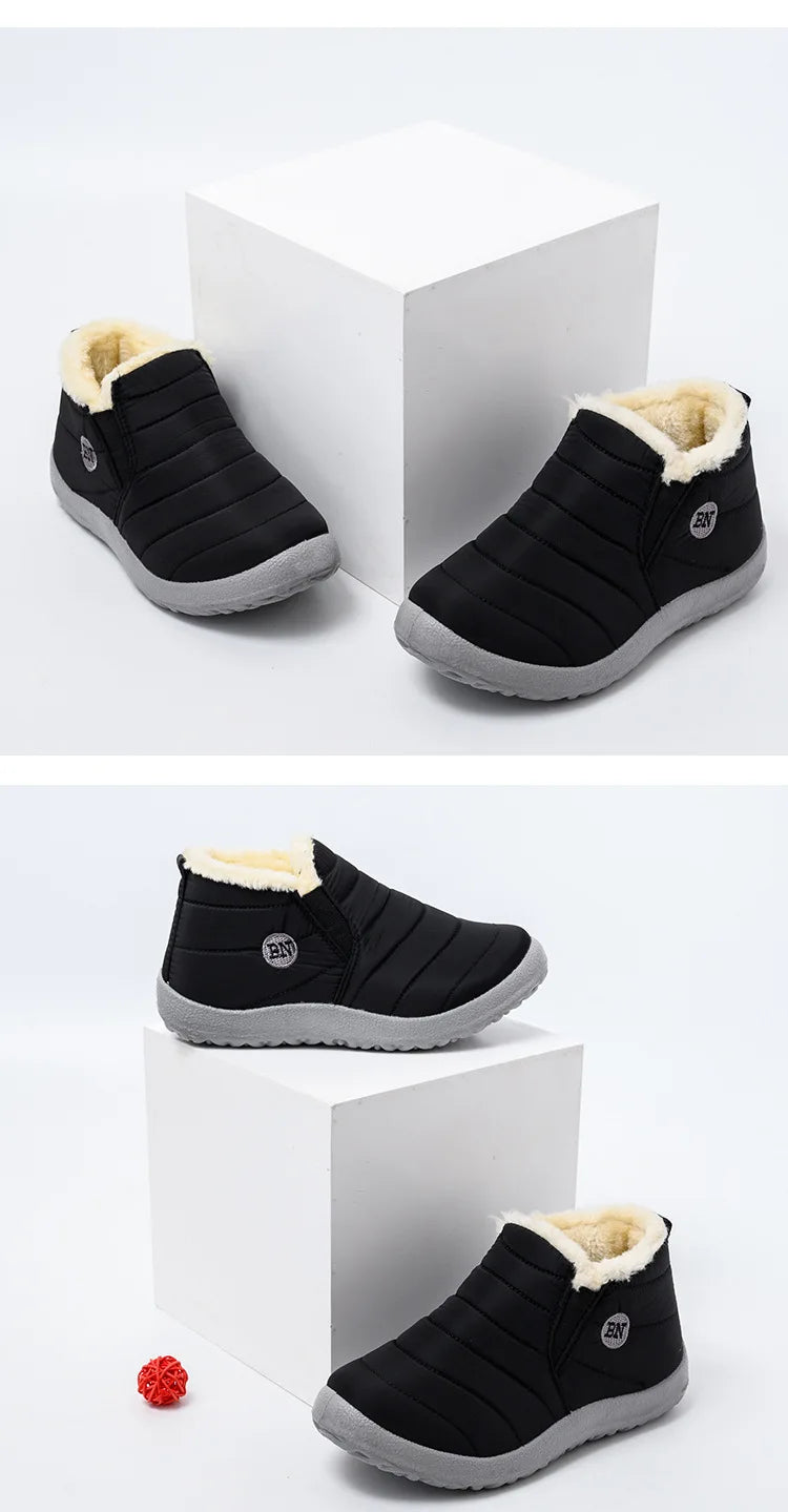 Botas de invierno para hombre, impermeables, de algodón, ligeras, sin cordones, planas, hasta el tobillo, tallas grandes 47, unisex, para la nieve.