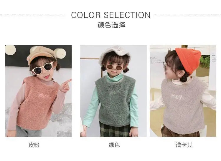 Vests & Waistcoats Girls Boys Polar Fleece Jacket Outer Wear Casual Simple Letter Embroidered Jacket Autumn Winter Children's