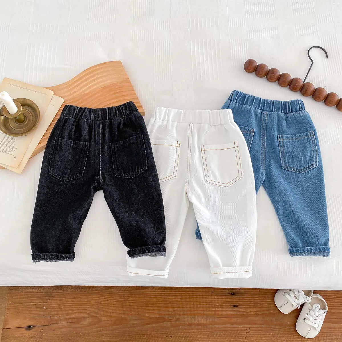 Pantalones vaqueros de moda coreana para niños, pantalones para bebés, niños y niñas, otoño, casuales, versátiles, unisex, para bebés de 1 a 6 años