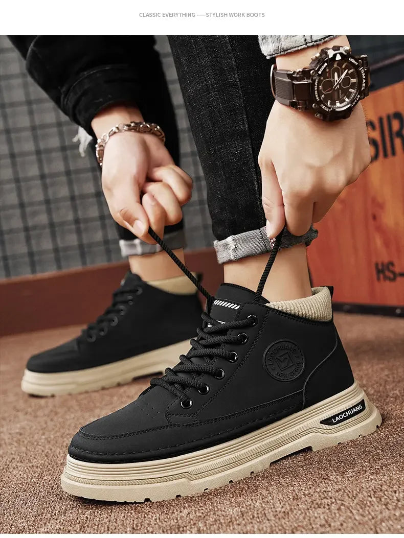 Botas vaqueras para hombre, versátiles, de caña alta, deportivas, informales, para entrenamiento, de moda para exteriores, resistentes al desgaste, para correr, botas de motociclista