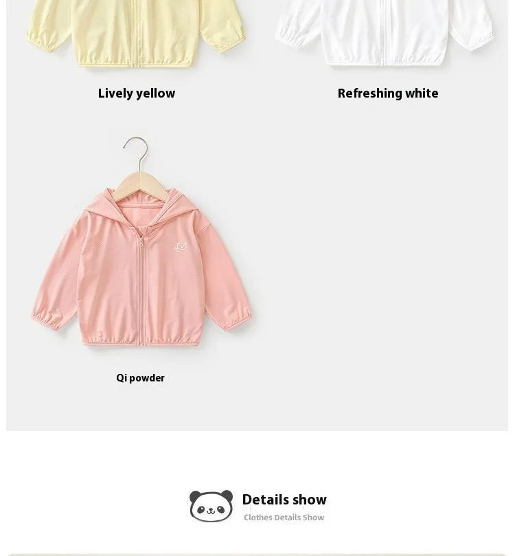 Children's Ice Silk Sunscreen Clothing Summer Breathable Boys and Girls Baby Light Sunscreen Clothing UV Jacket Sunscreen Clothi