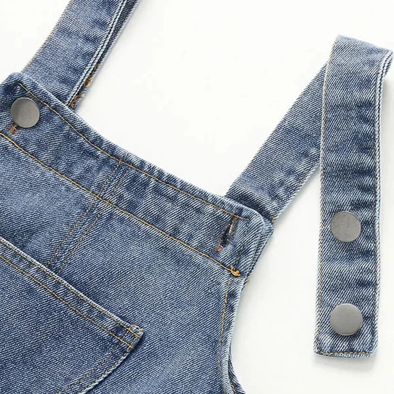 Monos informales holgados de primavera y otoño para niños, pantalones vaqueros de color liso para niños y niñas, monos vaqueros de moda para bebés.