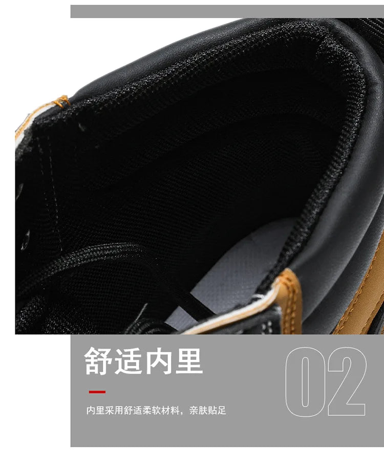 Botas de hombre de algodón, estilo británico, de caña alta, con refuerzos de PU, suela gruesa, cierre de cordones, cómodas y antideslizantes, ideales para deportes de montaña.