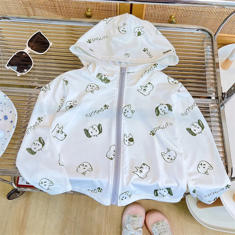 Children's Sunscreen Jackets Summer Breathable Coats for Boys Girls Cartoon Print Kids Windbreakers Toddler Outfits Baby Clothes