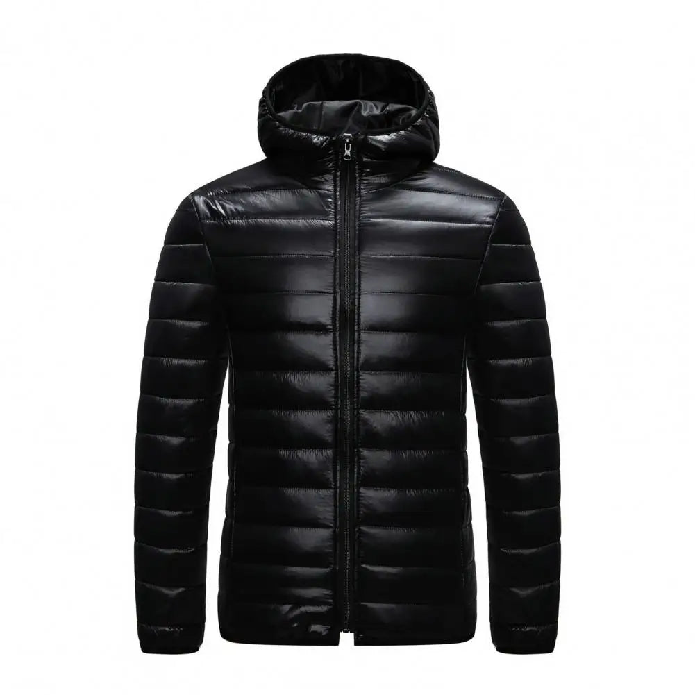 Winter Men Coat Hooded Cotton Padded Warm Windproof Parka Cotton-padded Zipper Closure Lightweight Male Down Coat Sports Clothes