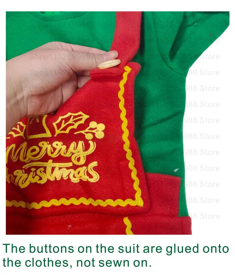 2025 Christmas Boys Cute Green Elf Costume New Year Family Party Festival Fancy Santa Claus Cosplay Outfit Set for Men Women