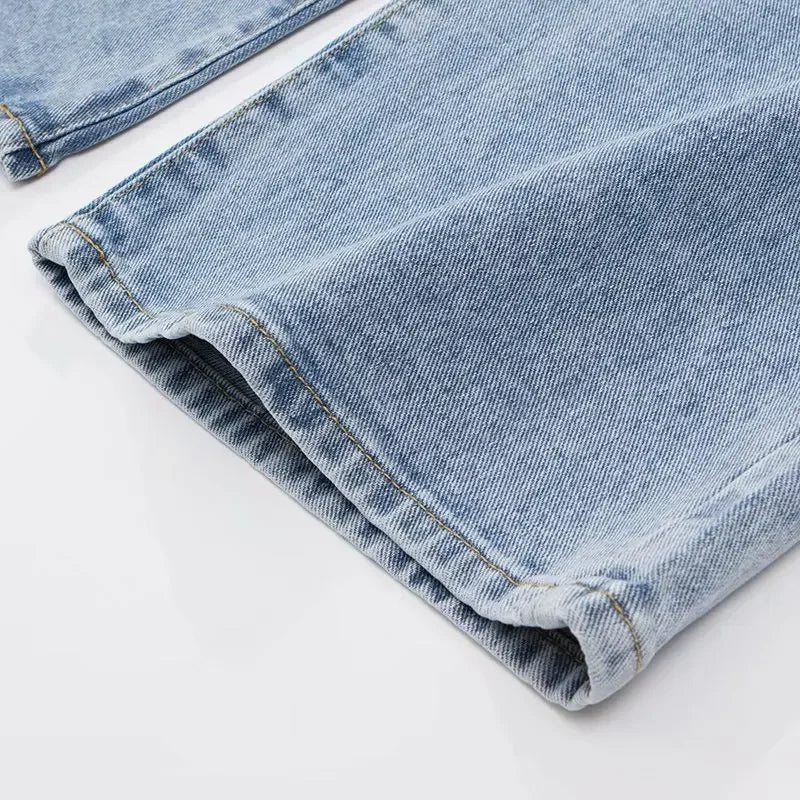 Pantalones vaqueros adelgazantes de cintura alta para mujer, holgados, estilo coreano, de pierna recta, versátiles y drapeados.