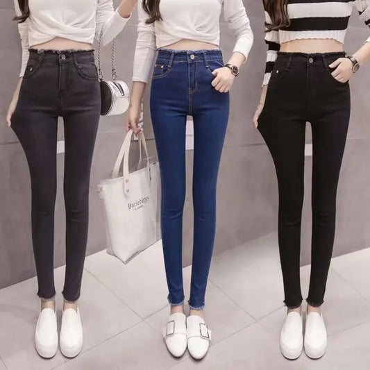 Greyfringe Jeans Women's High-Waisted Slimming Tight Net Red Slims Summer 2025 Eight-Length Trousers Smooths Your Silhouette