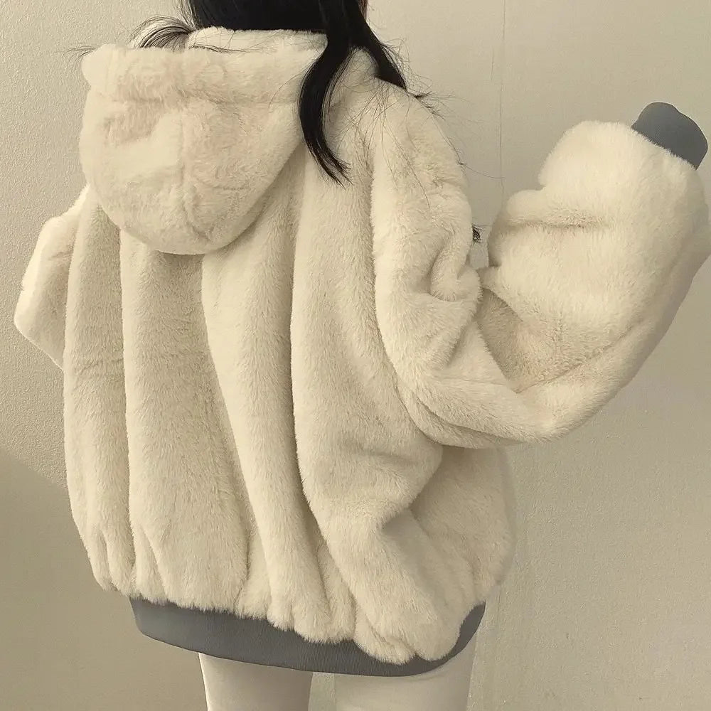 2024 Autumn Thicken Parkas Women Casual Hooded Jacket Winter Comfortable Double-Layer Korean Style Simple Solid Warm Cute Coats