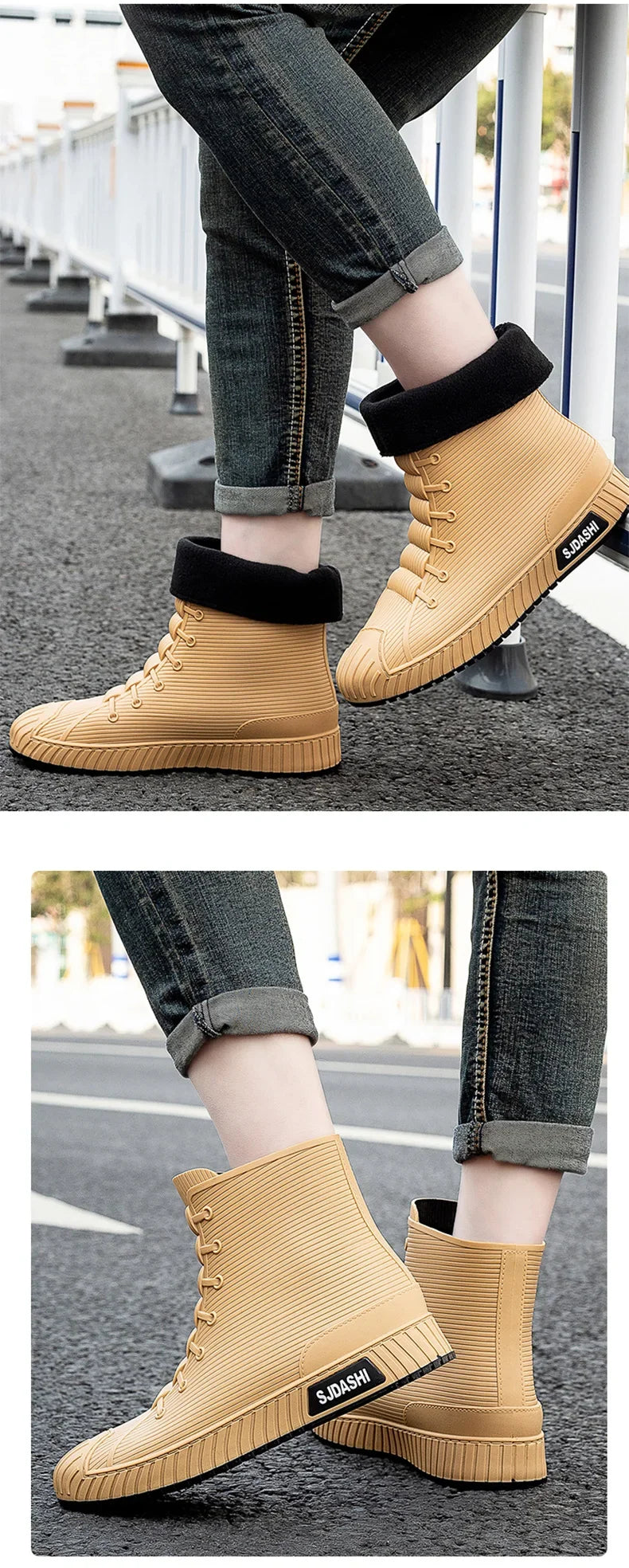 Nuevas botas impermeables de caña corta para hombre y mujer, forradas con forro polar, cálidas, antideslizantes, resistentes al desgaste, ideales para la lluvia y el exterior.
