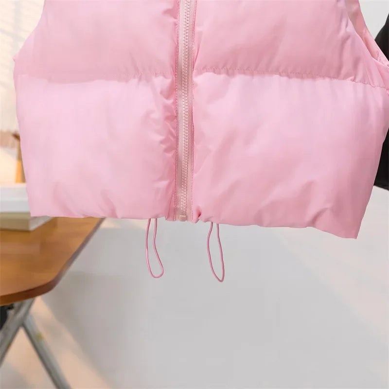 Warm Parkas Women Single Breasted Coats Autumn Winter Vest Coat Khaki High Waist Casual Vests Elegant Y2k Jackets Thick